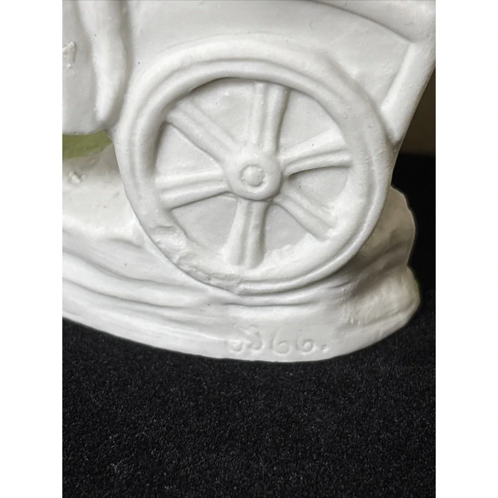 ANTIQUE GERMAN? BISQUE PORCELAIN FIGURINE‎ Bud Vase - Girl with Wagon & Cat!
